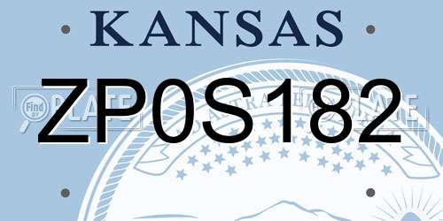 ZP0S182 Kansas License Plate