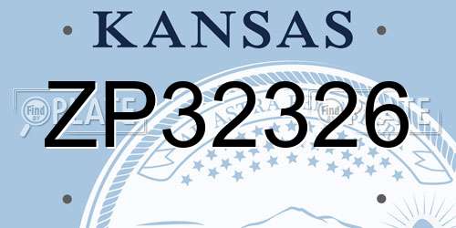 ZP32326 Kansas License Plate