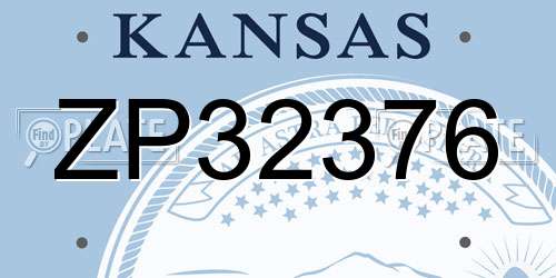 ZP32376 Kansas License Plate