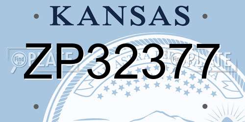 ZP32377 Kansas License Plate