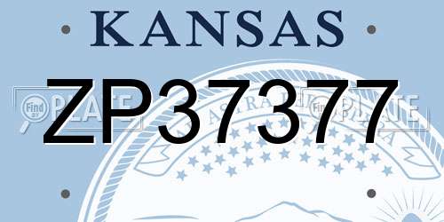 ZP37377 Kansas License Plate