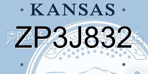 ZP3J832 Kansas License Plate