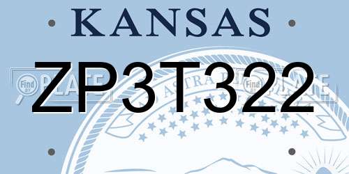 ZP3T322 Kansas License Plate