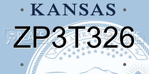 ZP3T326 Kansas License Plate