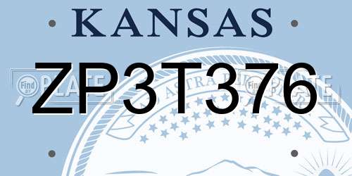 ZP3T376 Kansas License Plate