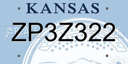 ZP3Z322 Kansas License Plate