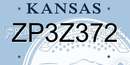 ZP3Z372 Kansas License Plate