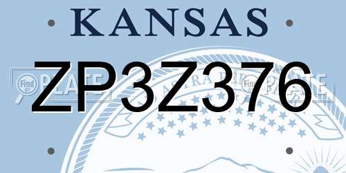 ZP3Z376 Kansas License Plate