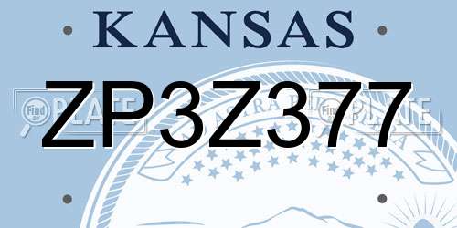 ZP3Z377 Kansas License Plate
