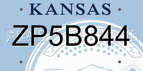 ZP5B844 Kansas License Plate