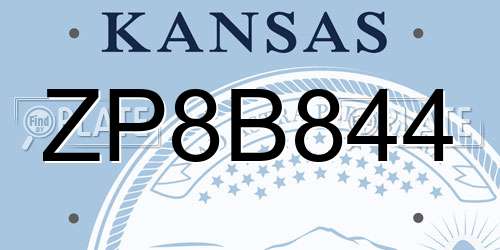 ZP8B844 Kansas License Plate