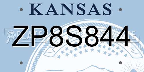 ZP8S844 Kansas License Plate