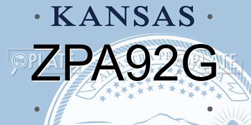 ZPA92G Kansas License Plate