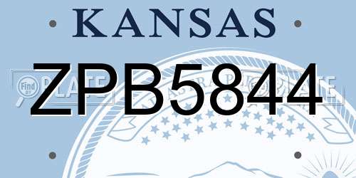 ZPB5844 Kansas License Plate
