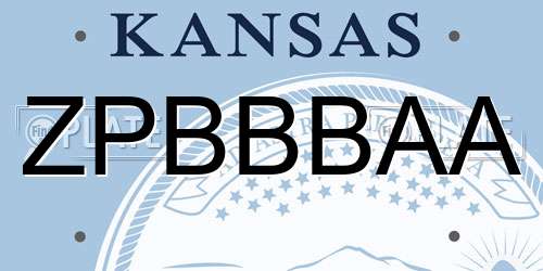 ZPBBBAA Kansas License Plate