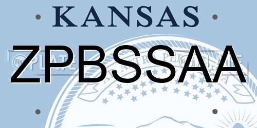 ZPBSSAA Kansas License Plate