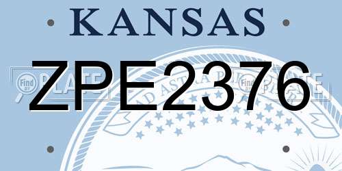 ZPE2376 Kansas License Plate