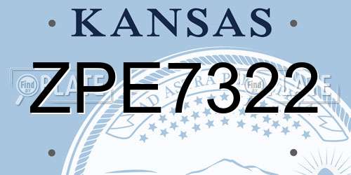 ZPE7322 Kansas License Plate