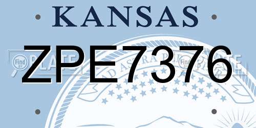 ZPE7376 Kansas License Plate