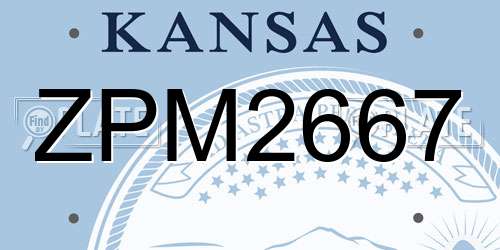 ZPM2667 Kansas License Plate