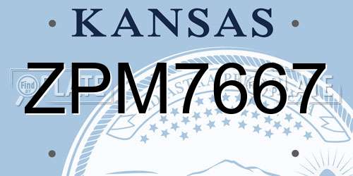 ZPM7667 Kansas License Plate