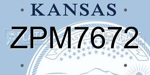 ZPM7672 Kansas License Plate