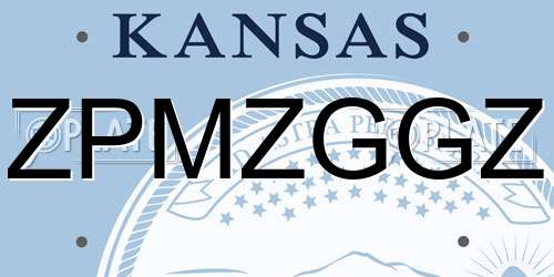 ZPMZGGZ Kansas License Plate
