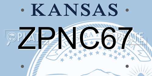 ZPNC67 Kansas License Plate