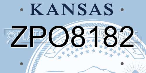 ZPO8182 Kansas License Plate