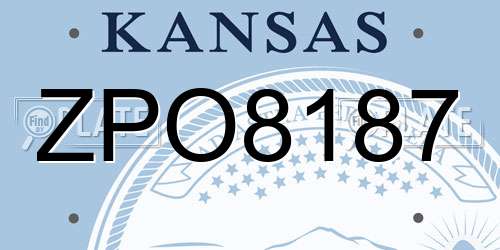 ZPO8187 Kansas License Plate