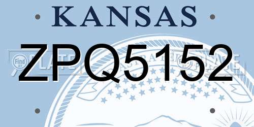 ZPQ5152 Kansas License Plate
