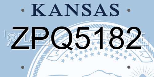 ZPQ5182 Kansas License Plate