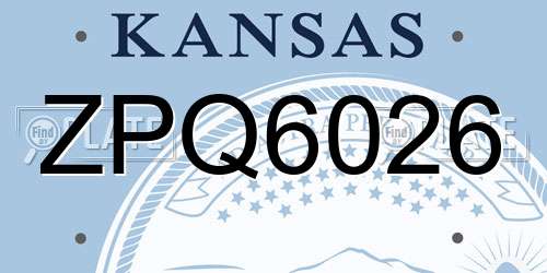 ZPQ6026 Kansas License Plate