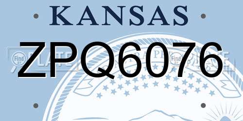 ZPQ6076 Kansas License Plate