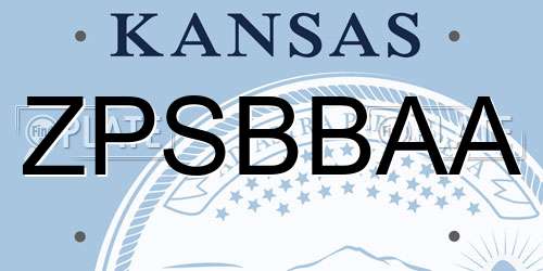 ZPSBBAA Kansas License Plate