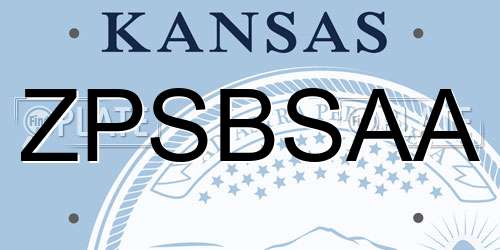 ZPSBSAA Kansas License Plate