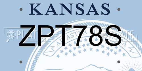 ZPT78S Kansas License Plate