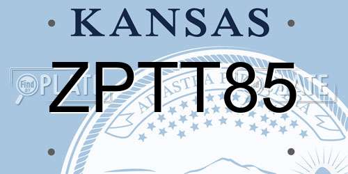 ZPTT85 Kansas License Plate