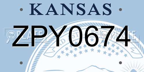 ZPY0674 Kansas License Plate