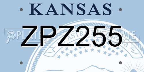 ZPZ255 Kansas License Plate