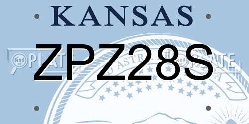 ZPZ28S Kansas License Plate