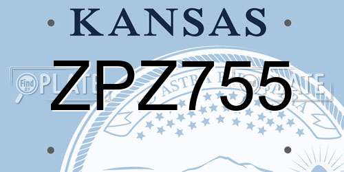 ZPZ755 Kansas License Plate