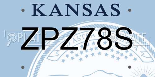 ZPZ78S Kansas License Plate