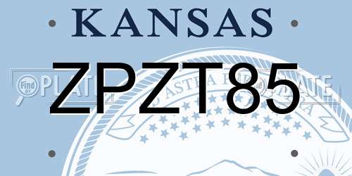 ZPZT85 Kansas License Plate