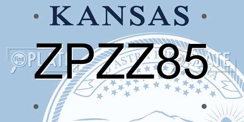 ZPZZ85 Kansas License Plate