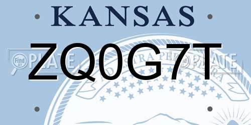 ZQ0G7T Kansas License Plate