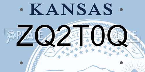 ZQ2T0Q Kansas License Plate