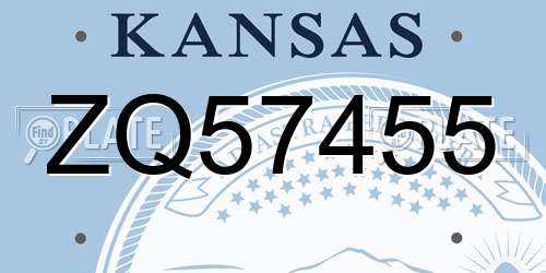 ZQ57455 Kansas License Plate