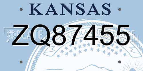ZQ87455 Kansas License Plate