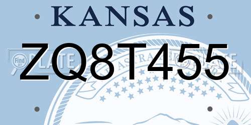ZQ8T455 Kansas License Plate